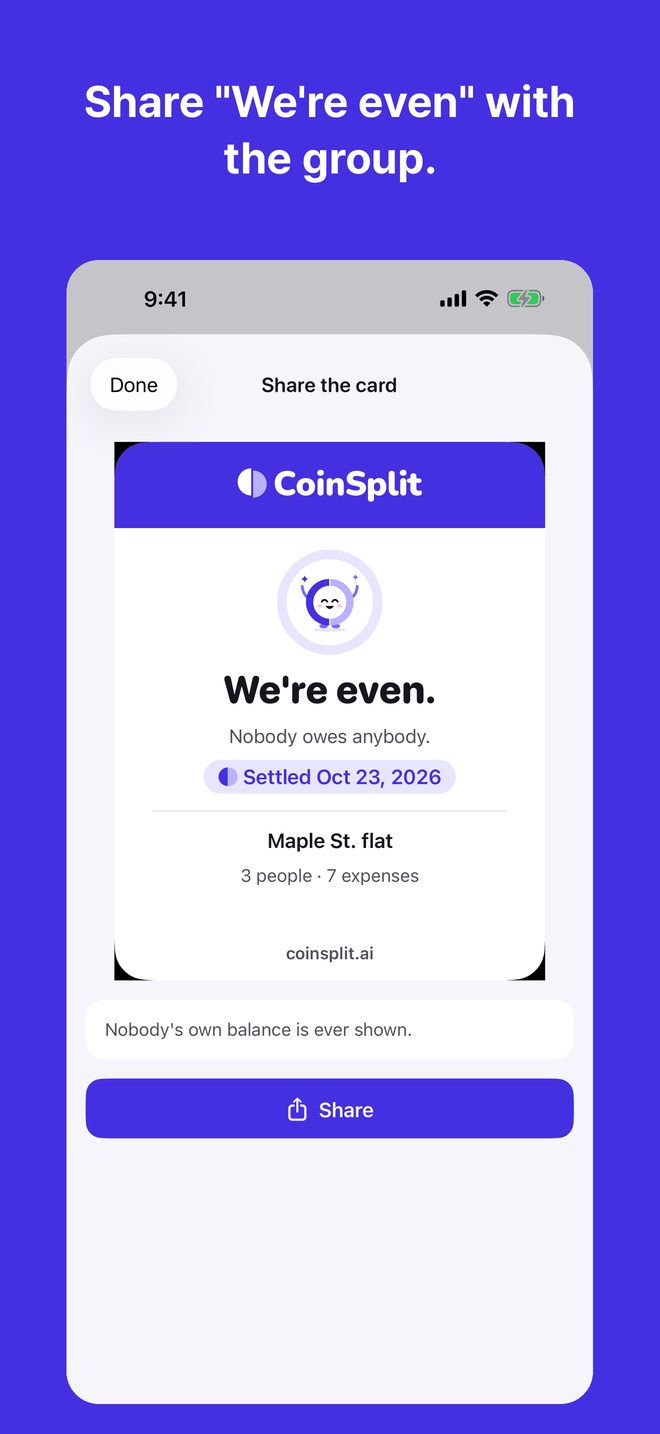 Share "We're even" with the group.